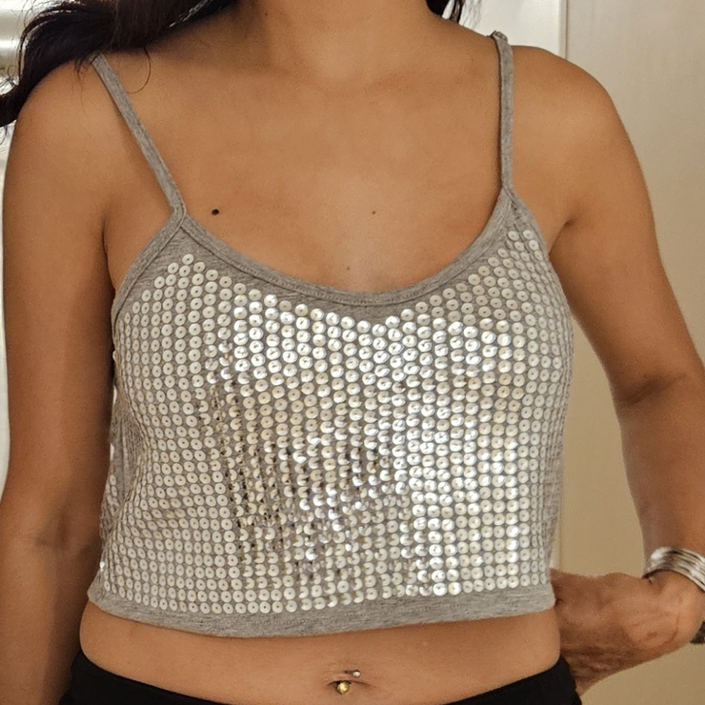 Silver sequins crop top